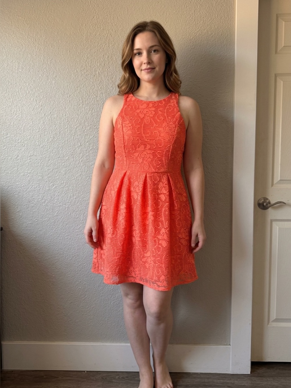 Maurice’s Sleeveless Orange Lace Fit & Flare Dress
